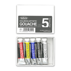 Holbein Artists' Gouache 5mL, Set of 5 Primary Colors