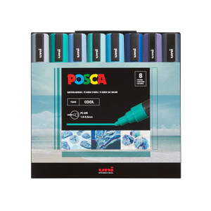 uni Posca Posca Paint Marker Set, PC-5M 8-Color Cool Tones 