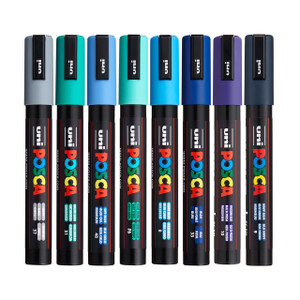 uni Posca Posca Paint Marker Set, PC-5M 8-Color Cool Tones 