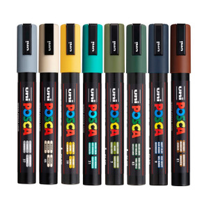 uni Posca Posca Paint Marker Set, PC-5M 8-Color Earth Tones 