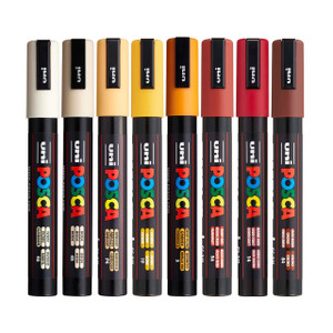 uni Posca Posca Paint Marker Set, PC-5M 8-Color Warm Tones 