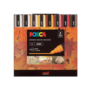 uni Posca Posca Paint Marker Set, PC-5M 8-Color Warm Tones 