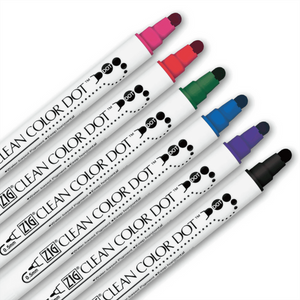 Zig Clean Color DOT Marker, Set of 6 Primary Colors