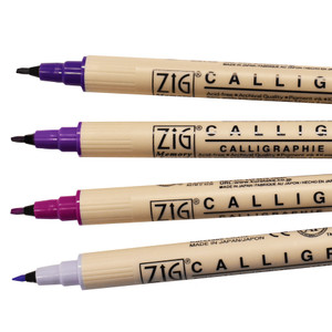 Zig Kuretake Zig Memory System Calligraphy Marker,  Set of 4 Purple 