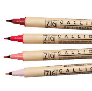 Zig Memory System Calligraphy Marker,  Set of 4 Red