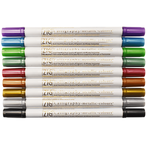 Zig Memory System Calligraphy Marker,  Set of 9 Metallic Colors