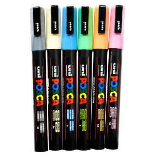 Posca Paint Marker Fine PC-3M Set of 6, Pale Colors