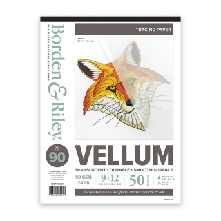 Borden & Riley Vellum Sheer Trace Pad, 50 sheets 9" x 12"