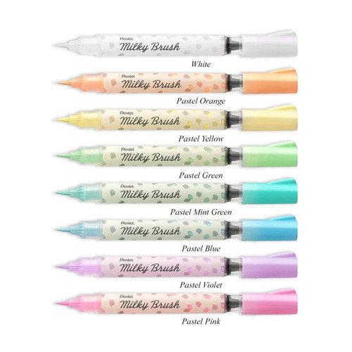 Pentel Touch Sign Pen with brush tip, Set of 12 Pastel Colors