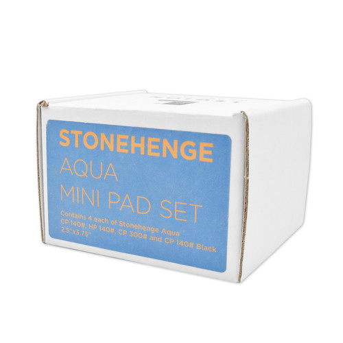 A white box with a light blue label that says "STONEHENGE AQUA MINI PAD SET"