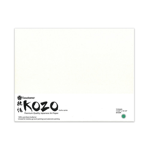 A package of ivory paper that says "Yasutomo KOZO" in the bottom left-hand corner.
