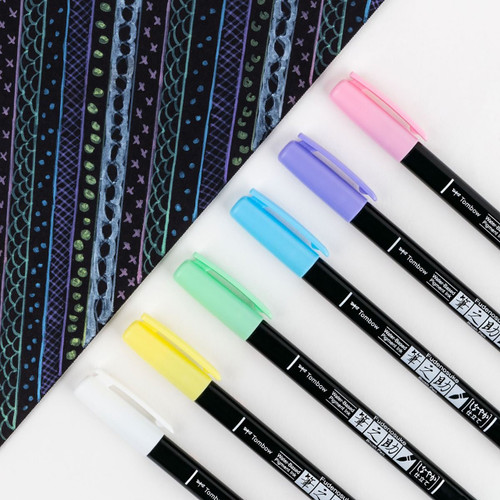 Tombow Fudenosuke Pastel Brush Pen, Set of 6