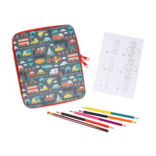 Petit Collage How to Draw Zipper Tin Set, Vehicles 