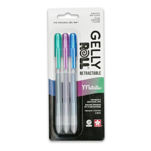 Gelly Roll Retractable Gel Pen Set, Metallic 08 3-Pack