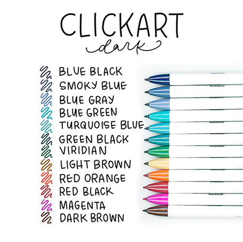 Zebra ClickArt Retractable Marker Pen 0.6mm, Set of 12 Dark Colors