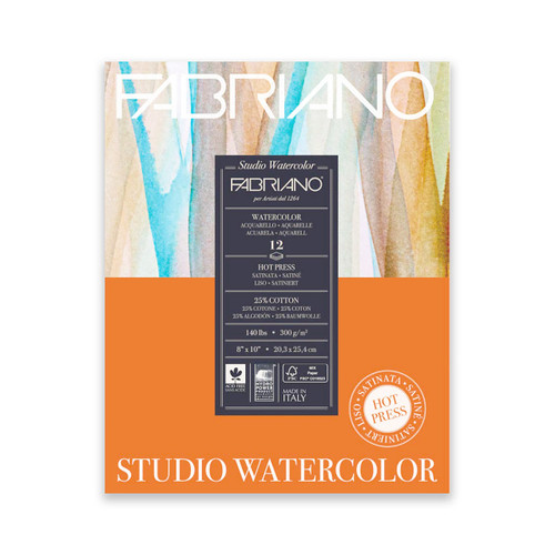  Fabriano Studio Watercolor Pad 90lb Hot Press, 8 x 10 