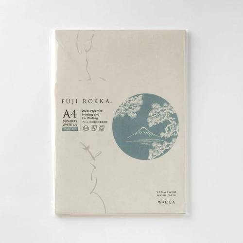 WACCA Fuji Rokka A4 Japanese Style Washi Paper, White, 50 Sheets. 