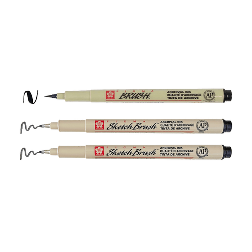 Sakura Pigma Brush/Sketch Brush Marker - Set of 3 Sakura Pigma Brush/Sketch Brush Marker - Set of 3