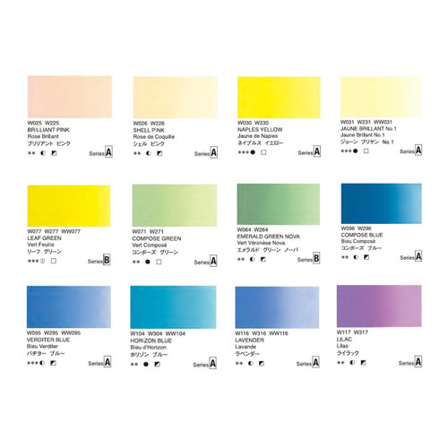 Holbein Artists' Watercolor 5ml, Pastel Set of 12 Holbein Artists' Watercolor 5ml, Pastel Set of 12