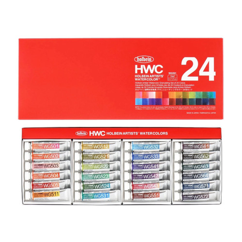 Holbein Artists' Watercolor 5ml, Granulating Set of 24 Holbein Artists' Watercolor 5ml, Granulating Set of 24