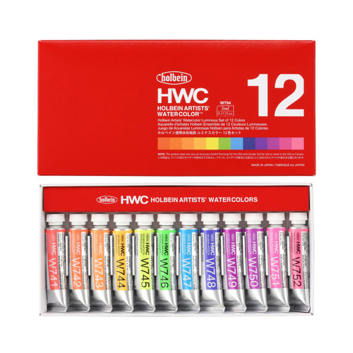 Holbein Artists' Watercolor 5ml, Luminous Set of 12 Holbein Artists' Watercolor 5ml, Luminous Set of 12