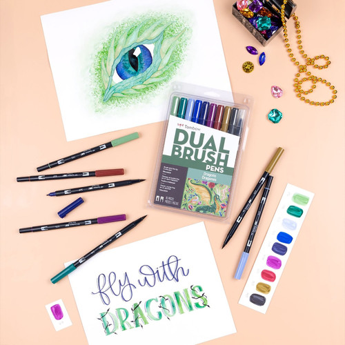  Tombow Dual Brush Pen Set of 10, Dragons 