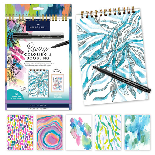  Faber-Castell Reverse Coloring and Doodling Book, Brights 