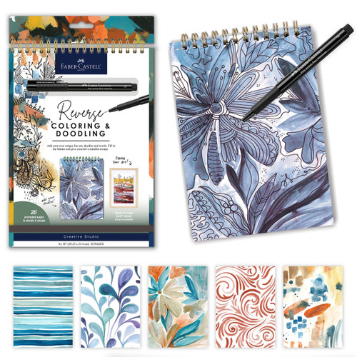  Faber-Castell Reverse Coloring and Doodling Book, Neutrals 