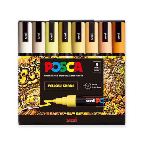 Posca Paint Marker Set, PC-5M 8-Color Yellow Shades