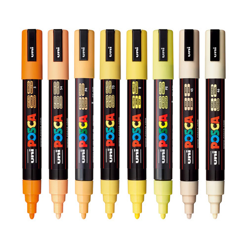 Posca Paint Marker Set, PC-5M 8-Color Yellow Shades