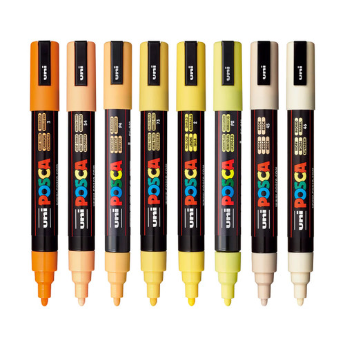 uni Posca Posca Paint Marker Set, PC-5M 8-Color Yellow Shades 