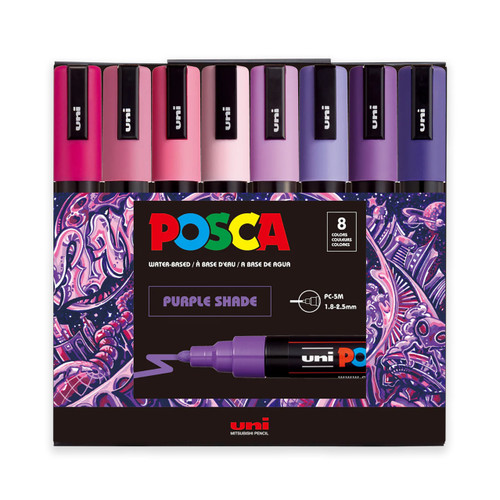 uni Posca Posca Paint Marker Set, PC-5M 8-Color Purple Shades 