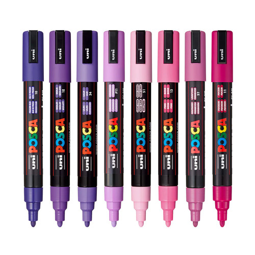 uni Posca Posca Paint Marker Set, PC-5M 8-Color Purple Shades 