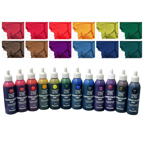 ZIG Kurecolor Alcohol Inks Set of 12, Brilliant Colors
