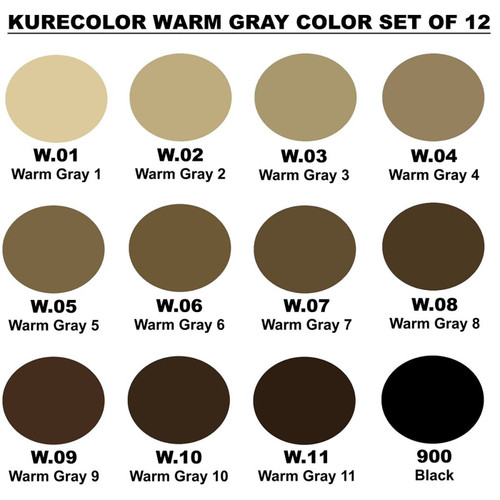 Kurecolor Twin WS Set of 12, Warm Gray