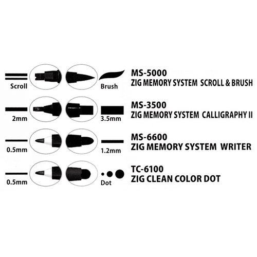 Zig Kuretake Zig Memory System Twin Tip Marker Assortment, Set of 4 