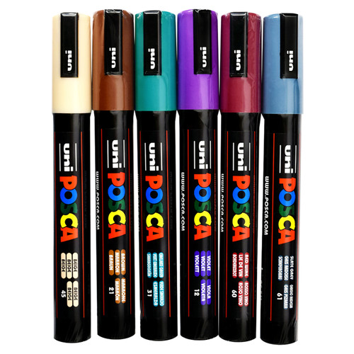 Posca Paint Marker Medium PC-5M Set of 6, Bold Colors