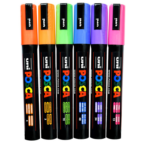 uni Posca Posca Paint Marker Medium PC-5M Set of 6, Surf Colors 