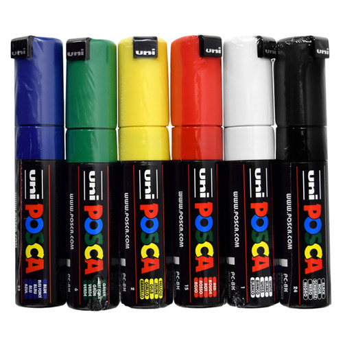 Posca Paint Marker Broad PC-8K Set of 6, Basic Colors