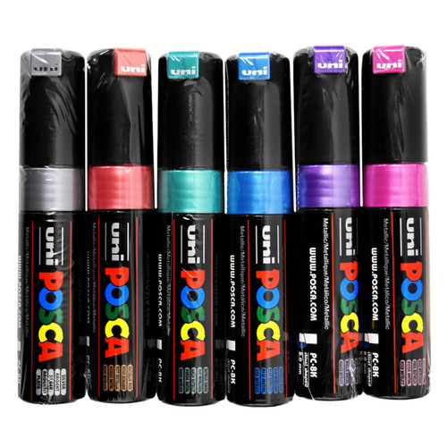 uni Posca Posca Paint Marker Broad PC-8K Set of 6, Metallic Colors 