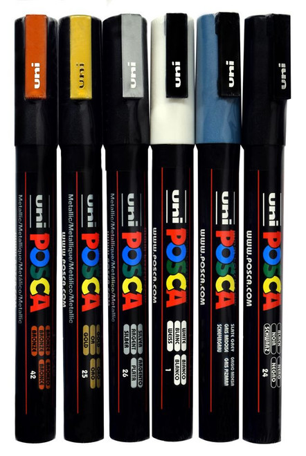 uni Posca Posca Paint Marker Fine PC-3M Set of 6, Shadowing Colors 