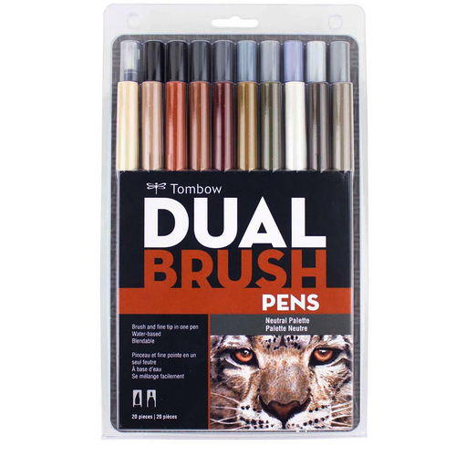 Tombow Dual Brush Pen Set of 20, Neutrals