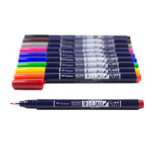 Fudenosuke Neon Brush Pen Set, 6-Pack, Calligraphy & Lettering