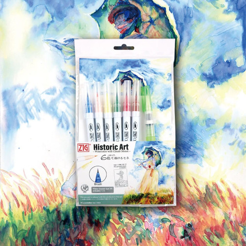 Kuretake Special Edition Watercolor Set, Claude Monet / Clean Color Real Brush