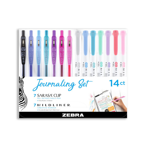 ZEBRA Journaling Set, Mildliner/Sarasa Combo 14 Pack