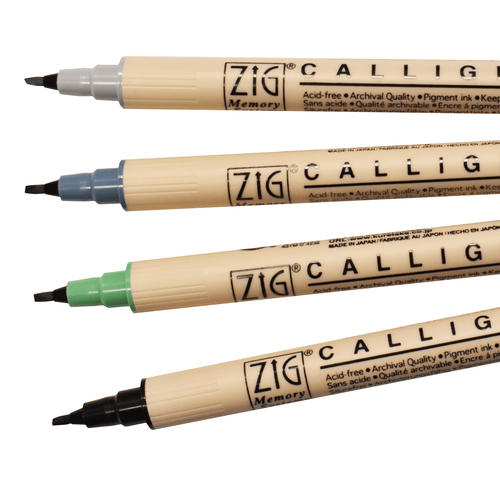 Zig Memory System Calligraphy Marker,  Set of 4 Gray