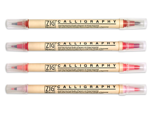 Zig Memory System Calligraphy Marker,  Set of 4 Red