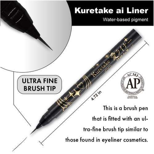 Kuretake Zig Inktober Black & White Ultra Fine Set, Ai Liner Brush Pen and White Brush Pen Set, Flexible Brush Tip, Professio