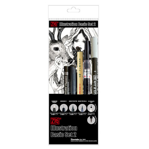 Zig Illustration Marker Basic Set 2, 5 Piece