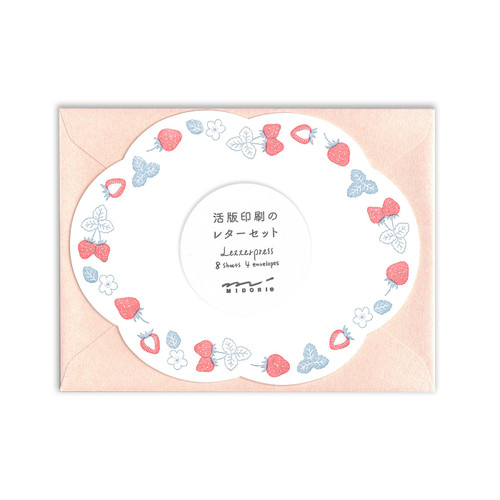 Midori Letter Writing Set, Letterpress Die-Cut Strawberry